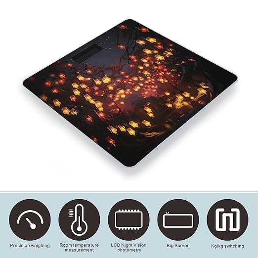 Paper Lantern Scale for Body Weight Precision Bathroom Weighing Scales with Back Lit LCD Display Sturdy Tempered Glass Body Weight Scales Digital Bathroom Scale 400lb