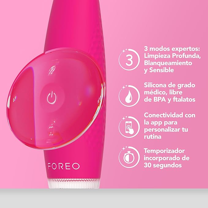 FOREO ISSA 4 Electric Toothbrush – 4-in-1 Rechargeable with Extra Brush Head Soft Bristles Long-Lasting Use Gentle Cleaning - Fuchsia