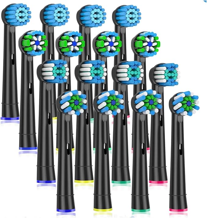 16Pack Replacement Brush HeadsCompatible for Oral BElectric Toothbrushes Floss Cross Action 3D Pro White Precision Standard Daily Clean(16Pack-White)
