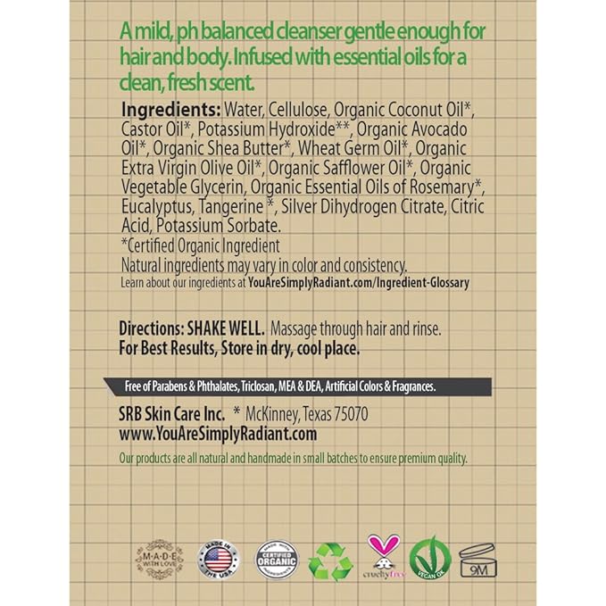 GLIMMER GODDESS Colin's Made for Men Organic Sulfate-Free Hair and Body Wash 8 oz