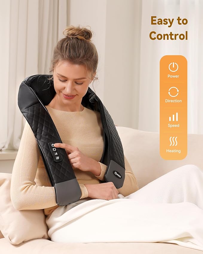 Shiatsu Neck and Back Massager with Heat Neck and Shoulder Massager 4D Deep Tissue Kneading Massage for Leg Full Body Muscle Pain Relief Ergonomic Design Ideal Gifts for Women Men Not Cordless