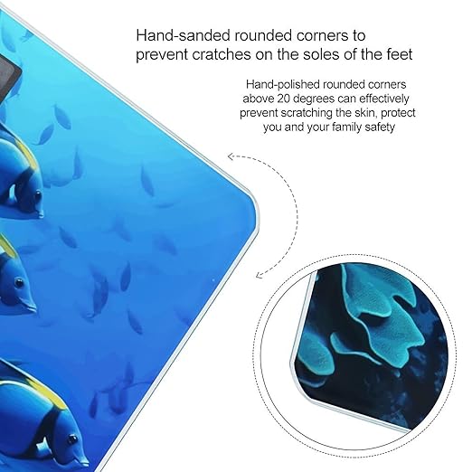 Blue Fishes Ocean Bathroom Scale for Body Weight Bathroom Weighing Scale with Backlit LCD Display Highly Accurate Measures Weight Up to 180kg