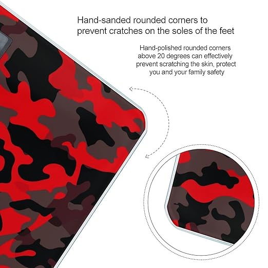 Red Camo Scale for Body Weight Highly Accurate Digital Bathroom Body Scale Digital Bathroom Scales for People Anti-Slip Large LCD Display Smart Scales