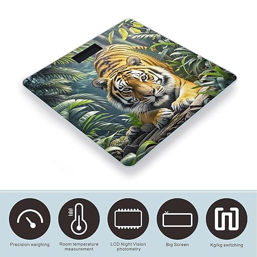 Tiger in Jungle Scale for Body Weight Smart Scales Digital Bathroom Scale High Precision Weighing Scales with Large Display Weighing Machine for People