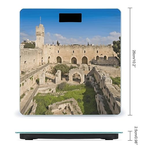 Israel at The Tower of David Bathroom Scale Large LCD Backlight Display Digital Scale Rounded Corners Body Scales Automatic Power On/Off Bathroom Scales for Home Bedrooms