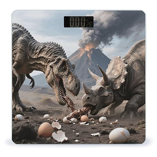 Tyrannosaurus Rex Predation Scale for Body Weight Sturdy Tempered Glass Weighing Scales with LCD Display Accurate Digital Bathroom Scale Convenient Body Fat Smart Scales Easy Read