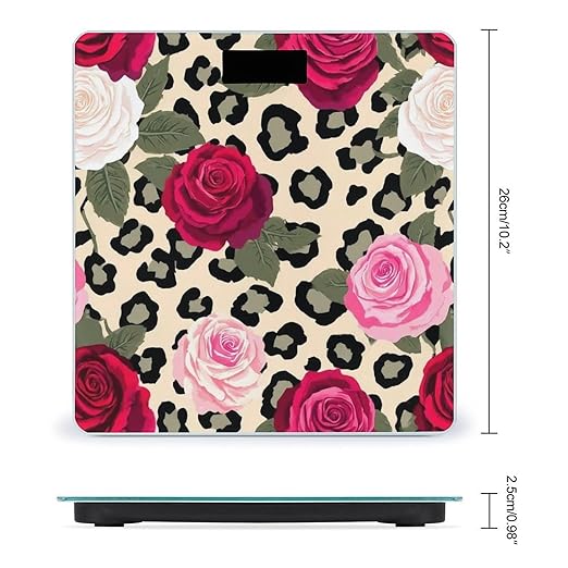 Smart Scale for Body Weight Automatic Switch Digital Bathroom Weighing Scale Animal Rose Flowers Cheetah Leopard Print Floral