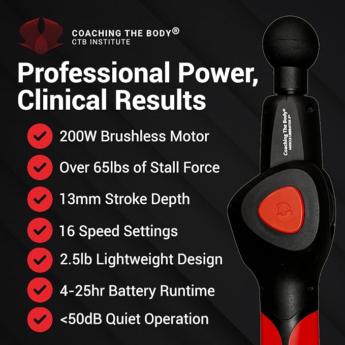 Muscle Liberator 3 – Quiet Portable Massage Gun with 4-Position Rotating Head 16 Selectable Speeds &amp CTB Silicone Trigger Point Head – Rechargeable 4-25 Hours Battery Life 2.5lb