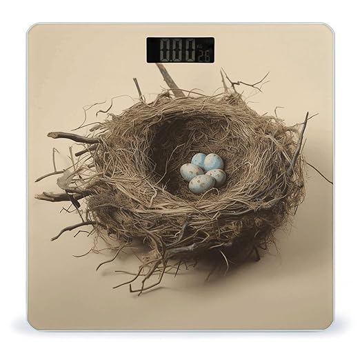 Birds Nest Scale for Body Weight Highly Accurate Digital Bathroom Scale Sturdy Tempered Glass Weighing Scales with LCD Display Fashion Body Fat Smart Scales 400lb
