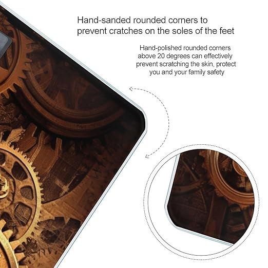 Cool Steampunk Gears Digital Bathroom Scale for Body Weight Weighing Scale with Backlit LCD Display High Precision Measurements &amp Measures Weight Up to 180kg