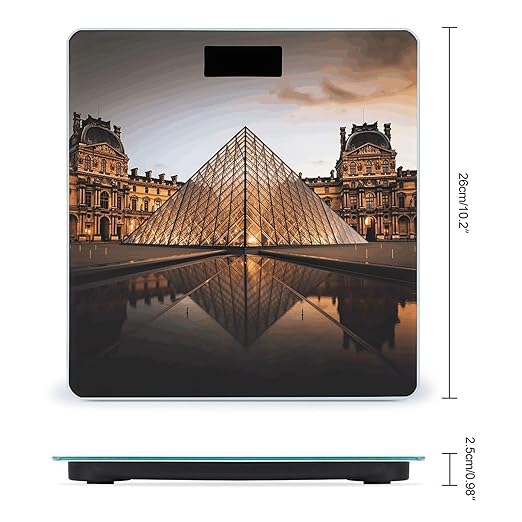 Louvre Museum in Paris Scale for Body Weight High Precision Digital Weight Scales with LCD Display Anti-Slip Sturdy Slim Tempered Glass Bathroom Scale for Home Use