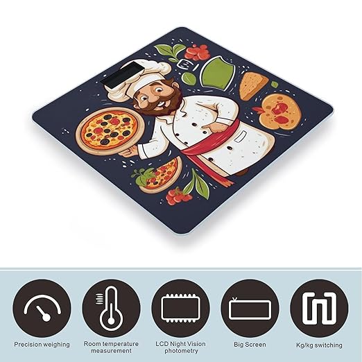 Digital Bathroom Scale for Body Weight Scale with Bright LCD Display High Accuracy Step-On Technology Auto On/Off Chef Pizza Digital Scales 400 Lbs /180kg