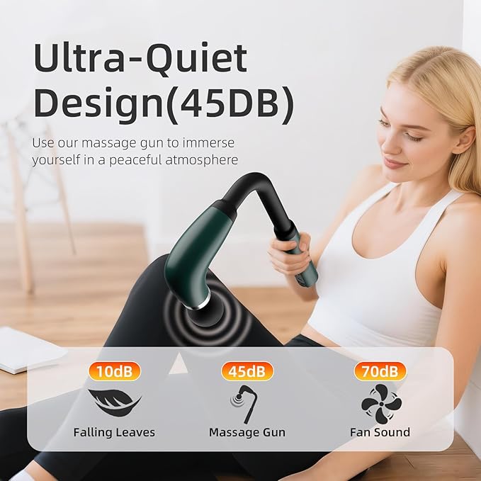 Massage Gun with Upgraded Extension HandleBack Massage Gun Deep TissueBack Massager for Pain Relief for Muscles Neck Shoulders Waist Arm Legs Foot4 Replaceable Heads &amp 9 Speeds (Green)
