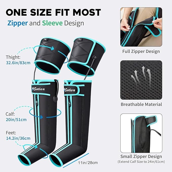 Leg Massager for Circulation and Pain Relief FSA HSA Eligible Air Compression Foot Massager with 3 Heat Levels 4 Modes 4-in-1 Foot Calf Knee &amp Thigh Knee Heating Therapy Gift for Mom Dad