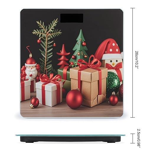 Xmas Decoration Christmas Gift Bathroom Scale Automatic Power On/Off Body Scales LCD Backlight Display Square Digital Scale Rounded Corners Bathroom Scales for Home Bedrooms