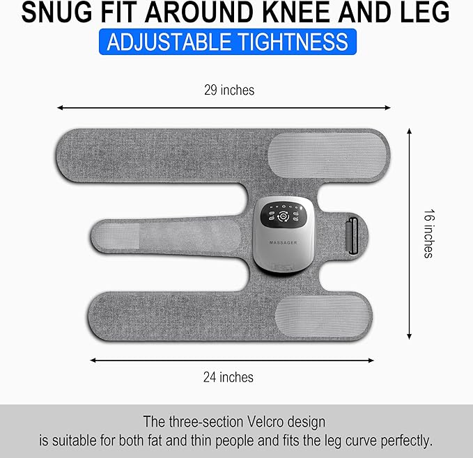 Wireless Knee Massager with Compression Heating and Vibration - Heated Knee Massager Relaxes Muscles and Relieves Knee Pain - Adjustable Intensity and Temperature Great Gift for Men and Women