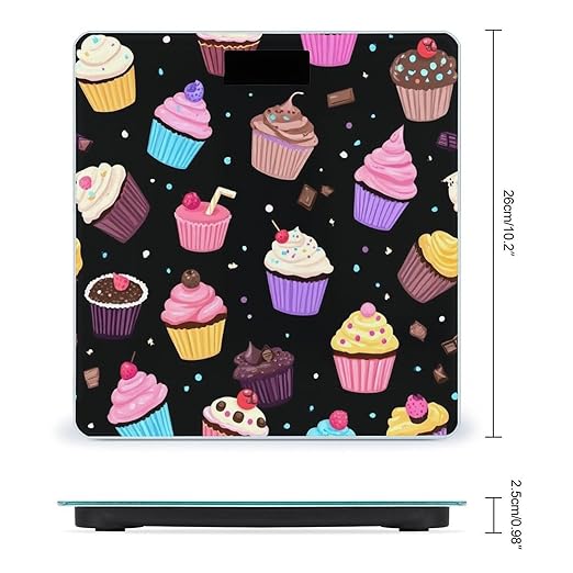 Women's Fashion Automatic Switch Digital Bathroom Weighing Scale Smart Scale Space Galaxy Ice Cream Cake Black