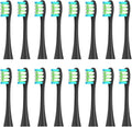 16pcs Replacement Brush Heads Compatible for X/Pro/ Z1/ SE /F1 /One/ PW01/03/05/07/09 P5 Toothbrush(16 Black)