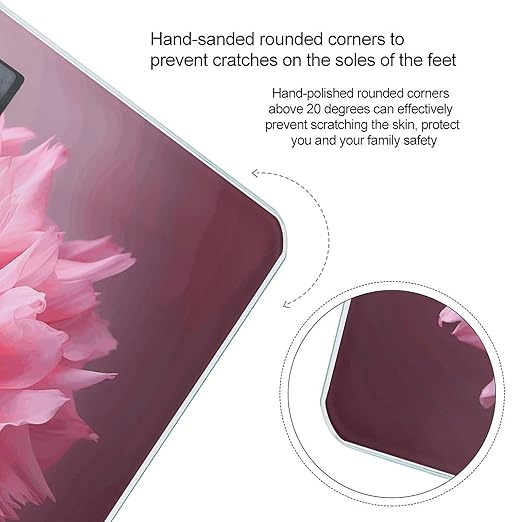 One Pink Flower Digital Bathroom Scale Fashion Unique Weight Scale BMI Anti-Slip Precision Weighing Scales Suitable for Home Bedrooms Use and Gift