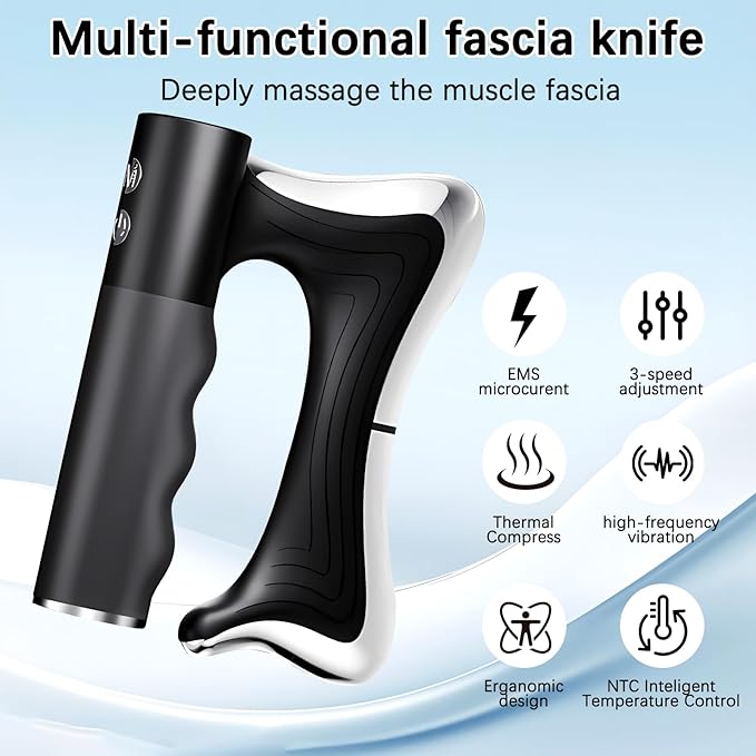 Heated Muscle Scraping ToolElectric Fascia Knife Massager Heating and VibrationSoothesilk Sculptwave Full Body Contouring DeviceMuscle Relief Better Circulation(Black)