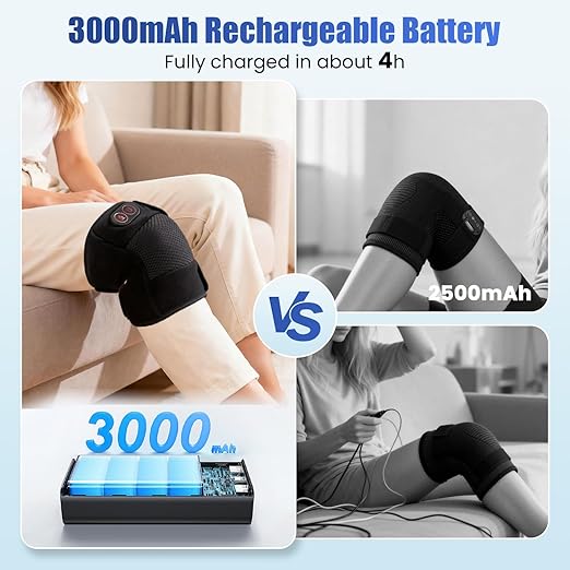 Knee Massager Cordless Knee Heating Pad for Knee Pain Relief Heated Knee Brace with Heat and Vibration Massage 30 Minutes Auto-off Gifts for Seniors Women Men(Single)