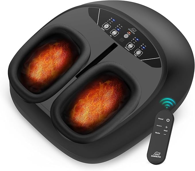 Snailax Foot Massager with Heat Compression Vibration Shiatsu Feet Massager for Plantar Fasciitis Neuropathy Remote Control Up to Size 13 Gifts for Dad Mom Heated Foot Warmer