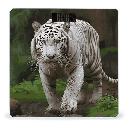 Majestic White Bengal Tiger Scale for Body Weight Digital Bathroom Scale Accurate Smart Weight Scales with Large Display Weighing Machine High Precision Scales