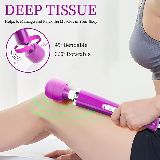 Wired Wand Massager for Women 10-Speed Electric Handheld Deep Tissue Massager Powerful Plug-in Full Body Muscle Recovery Tool for Neck Back Shoulder &amp Foot Relief (Purple)