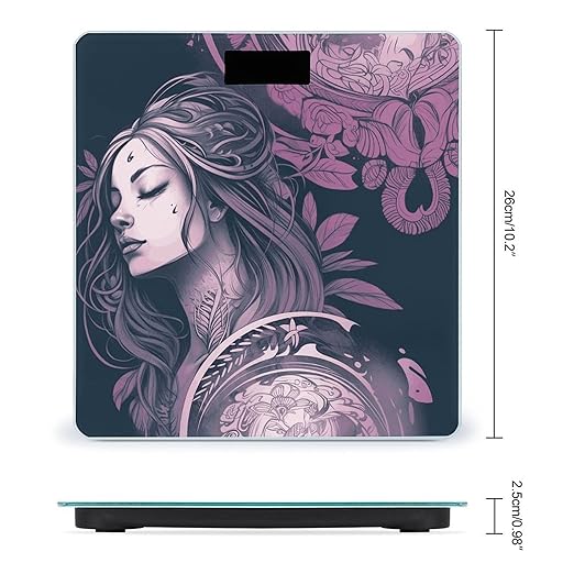 Ethereal Illustration Scale for Body Weight Sturdy Tempered Glass Weighing Scales with LCD Display Accurate Digital Bathroom Scale Convenient Body Fat Smart Scales 400lb