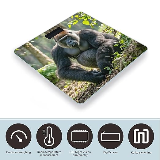 Gorilla on The Ground Scale for Body Weight Highly Accurate Digital Bathroom Body Scale Digital Bathroom Scales for People Anti-Slip Large LCD Display Smart Scales
