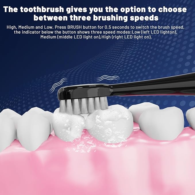 Electric Toothbrush with Water FlosserPortable Flossing Toothbrush White 8 ModeIPX8 WaterproofEquipped Brush Head and Nozzlefor Travel and Home-Black
