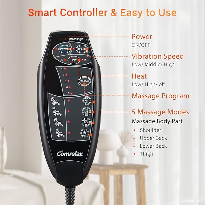 Back Massage Chair Pad with Heat Back Massager for Back Pain Relief Chair Massager with Vibration Portable Massage Chair Pad for Office Use Gifts for Dad &amp Mom