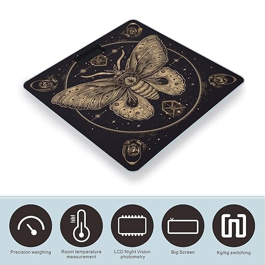 Moth Weight Scale Large Bathroom Scales Digital Weight with Bright LED Display Non Slip Automatic Weighing Scale Fashion Weighing Machine for Body