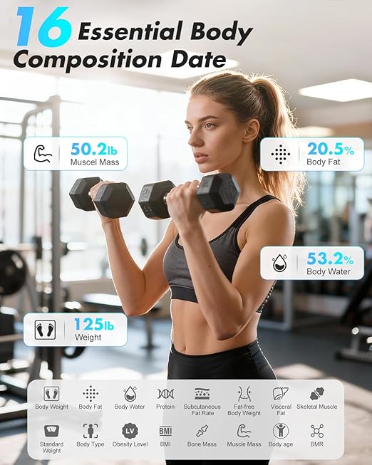 Smart Scale for Body Weight INSMART Bluetooth Digital Bathroom Scale with BMI Body Fat Muscle Mass High Accurate Large Display 16 Body Composition Weighing Machine Sync with App 400 lbs (White)