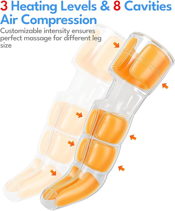 Leg Massager for Circulation and Pain Relief with Heat - Electric Air Compression Boots - Adjustable Modes Foot Calf &amp Thigh Massage Machine Gift for Her Him Dad Mom (Small Size)