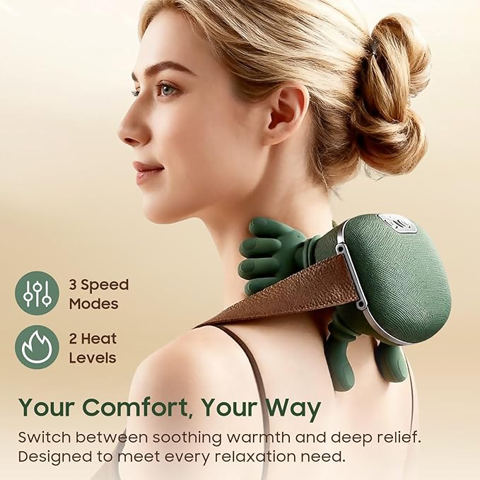 Hand Neck Massager with Fingers Shoulder and Neck Massager with Hands Bionic Heated Massager Deep Tissue Massage Shoulder &amp Cervical Relief Relax Muscle Tension Hands-Free Portable
