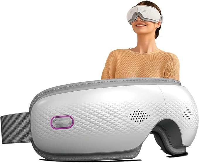 SKG Eye Massager with Heat &amp Music Valentine's Day Gifts for Her Him Foldable Sleep Mask for Migraine &amp Eye Strain 5 Massage Modes for Tired Eyes Relax Birthday Gifts for Dad Mom Men Wo