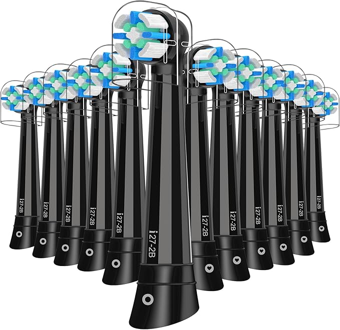 12PCS iO Replacement Heads Compatible with Oral b iO 2/3/4/5/6/7/8/9/10 Series Electric ToothbrushGum Care Toothbrush Head Compatible with Oral b iO Replacement HeadsBlack
