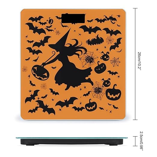 Halloween Witch Flying Scale for Body Weight Sturdy Tempered Glass Weighing Scales with LCD Display Accurate Digital Bathroom Scale Convenient Body Fat Smart Scales 400lb