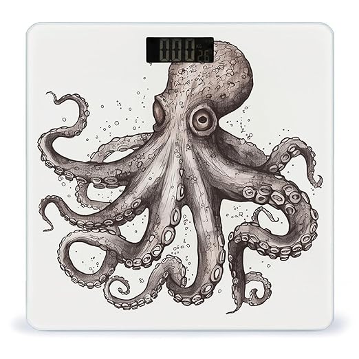 Octopus Scale with LCD Precision Weighing Scales Sturdy Tempered Glass Weight Scales Easy-to-Read Anti-Slip Weight Digital Bathroom Scale for Daily
