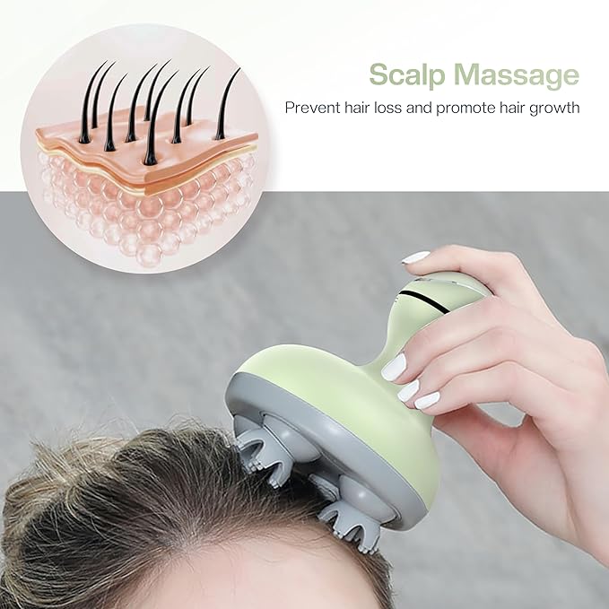 COMFIER Scalp Massager Electric Head Scratcher Portable Head Massager for Hair Growth with 84 Silicone Massage Nodes Dog&ampCat Massager Rechargeable Waterproof Gifts for MomDadWomenMen (Gre