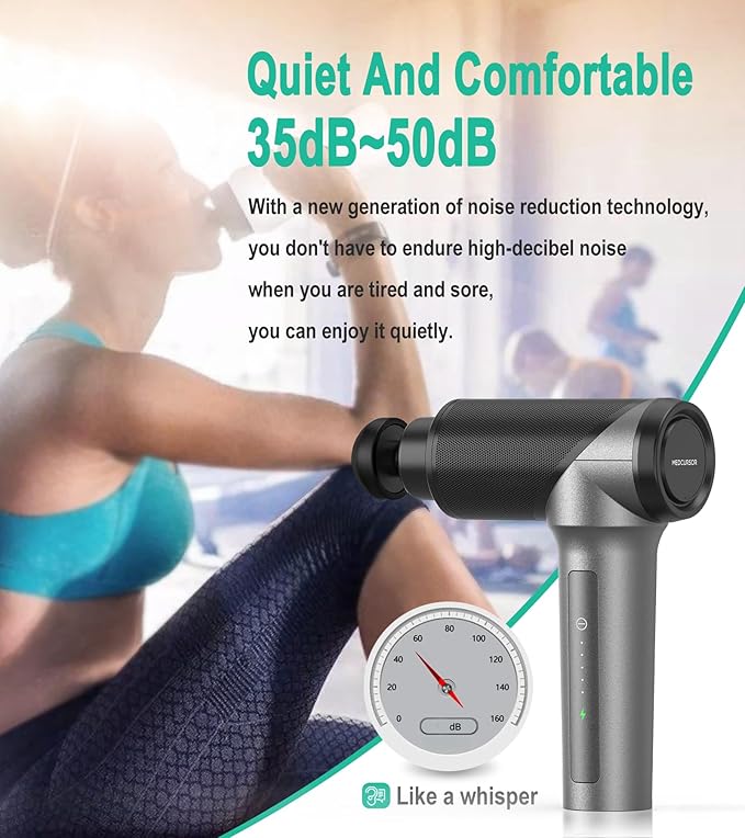 Medcursor Massage Gun - High Intensity Brushless Motor Handheld Percussion Deep Tissue Massager with 6 Massage Heads for Sore Muscle and Stiffness Valentines Day Gifts (Gray)