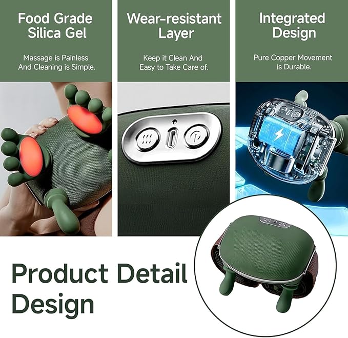 Cordless Neck Massager with Heat 4D Bionic Shiatsu Neck and Shoulder Massager with Real Hand Kneading Deep Tissue Back Massager for Home Office Travel Gifts for Women Men(Green)