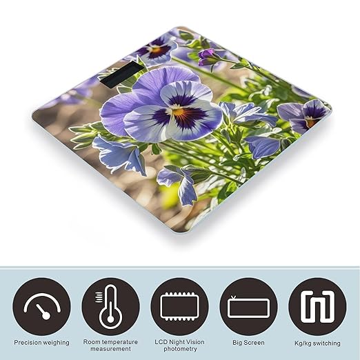 Pansy Perfection Scale for Body Weight Accurate Digital Bathroom Scale Toughened Glass High Precision Scales Smart Weight Scales with Large LCD Backlight Display Weighing Machine