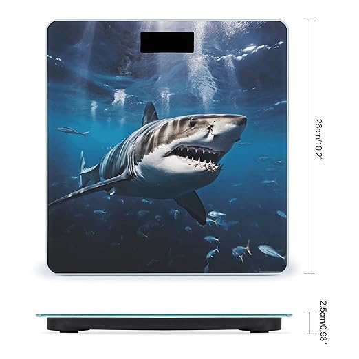 Great White Shark Bathroom Scale Rounded Smart Scale for Body Weight Automatic Power On/Off Weight Scales Accurate Bathroom Digital Scales for Pet Home Bedroom Kitchen