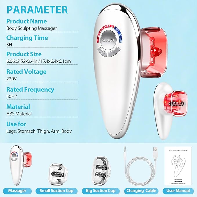 Body Sculpting Machine 3-in-1 Electric Cellulite Massager Electric Cupping Therapy Massagerfor Belly Waist Arms Leg Home ToolEffectively Tightens the Skin