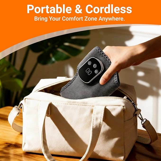 Foot Renew Triple Method Massager - Cordless Heated Foot Massager with 5 Heat &amp 3 Vibration for Pain Relief &amp Relaxation Portable for Home Office Travel - Ideal Gift