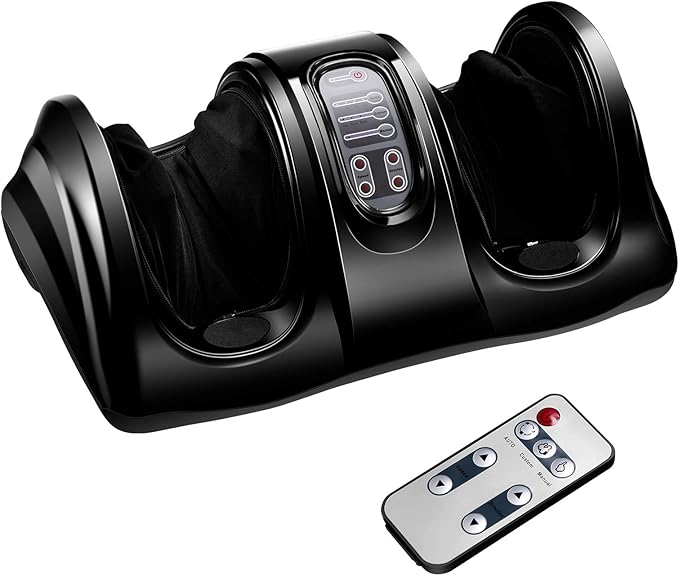 KOTEK Foot Massager Machine Shiatsu Foot &amp Calf Massager with 3 Massage Modes Remote Control Electric Deep Kneading Rolling Scraping Massage for Leg/Arm/Ankle (Black)