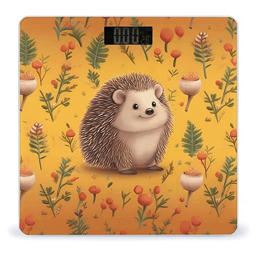 Hedgehog Bathroom Scale Large LCD Backlight Display Digital Scale Rounded Corners Body Scales Automatic Power On/Off Bathroom Scales for Home Bedrooms