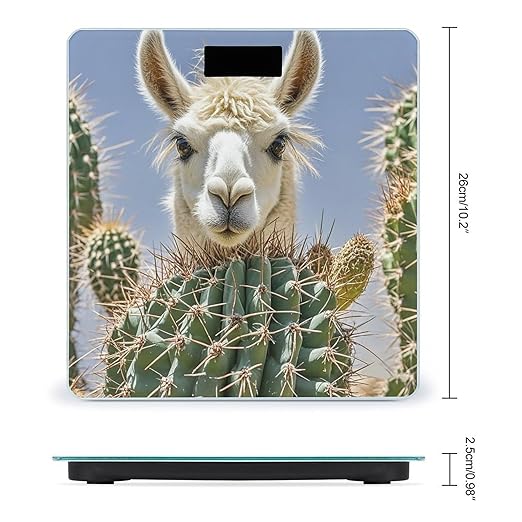 Mexican Llama Cactus Scale for Body Weight Highly Accurate Digital Bathroom Body Scale Digital Bathroom Scales for People Anti-Slip Large LCD Display Smart Scales